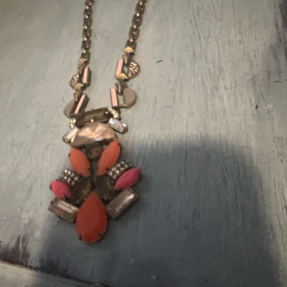 STELLA & DOT 26” lariat red orange statement crystal enamel NECKLACE GOLD TONE - Picture 8 of 14